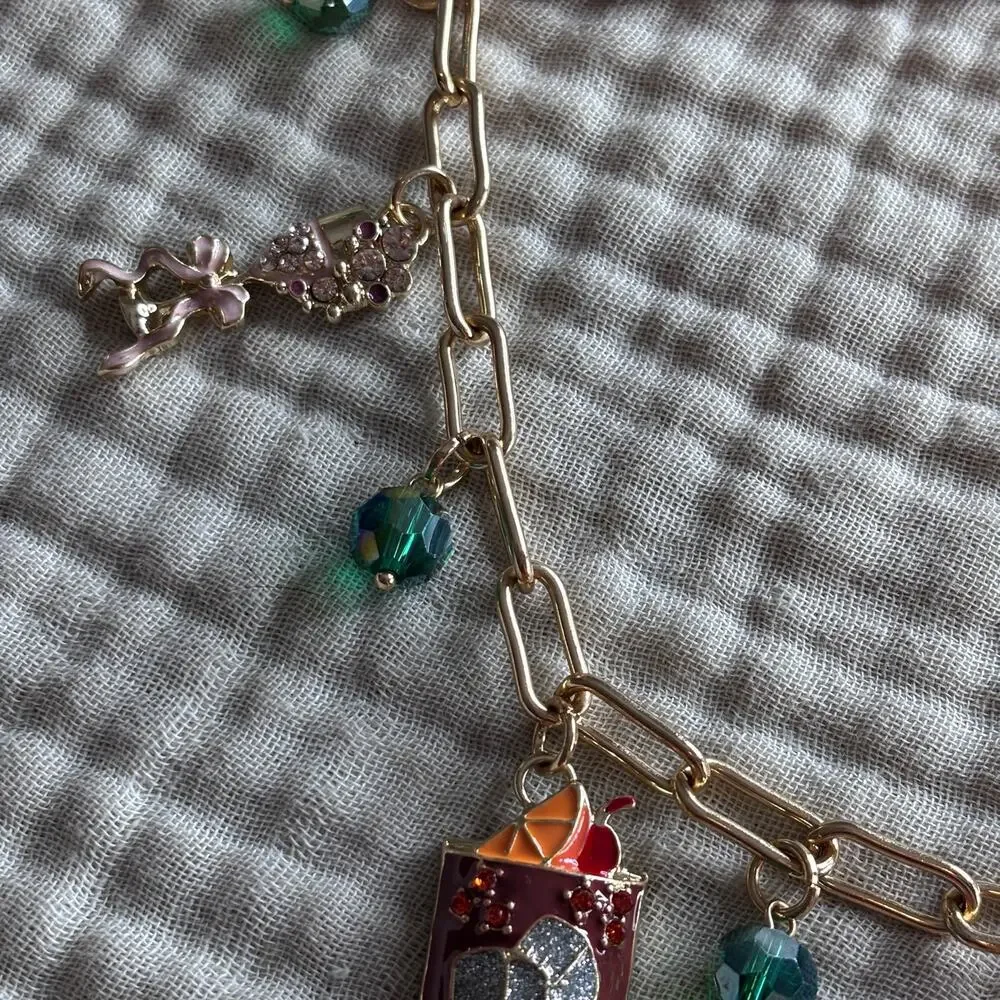 Anthropologie Bag Charm Chain Coca Cola Martini Coffee Mug‎ Purse  NWT Gold Tone